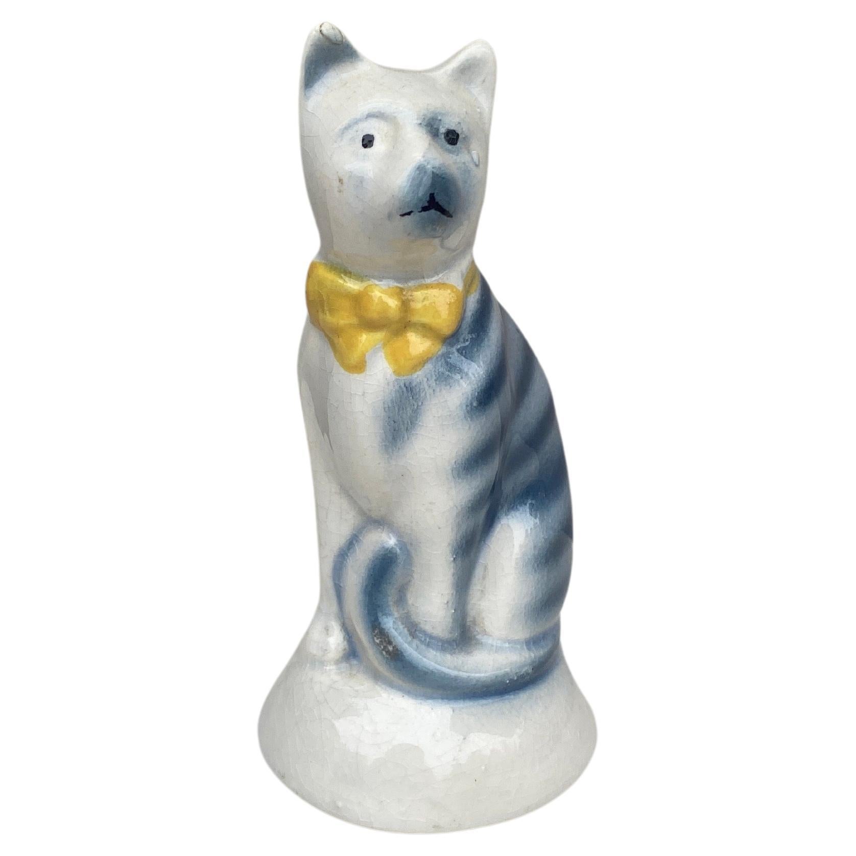 Majolica Money Bank Cat Circa 1900 In Good Condition For Sale In Austin, TX