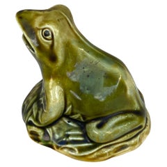 Majolica Money Bank Frog Onnaing, Circa 1900