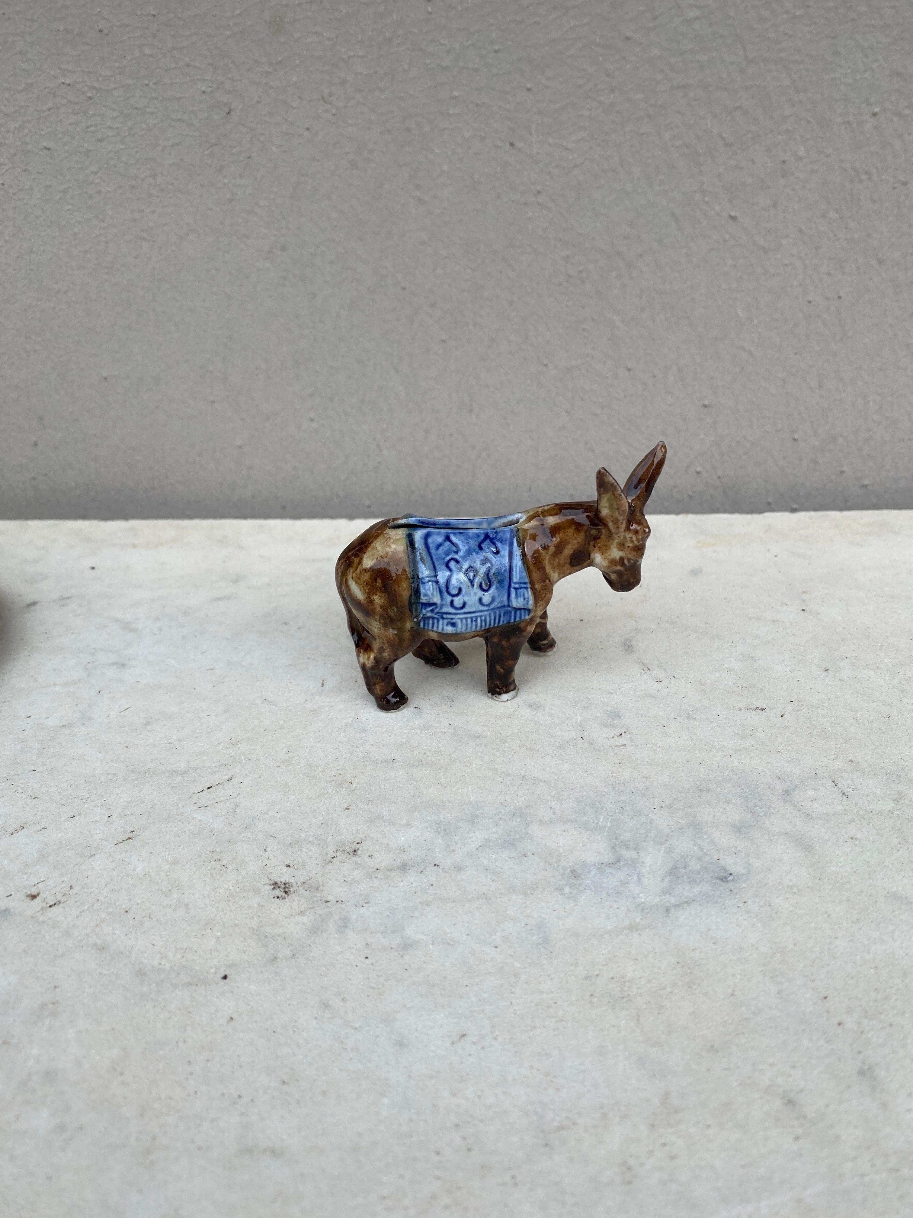 Majolica Money or Coin Bank Donkey Circa 1900.