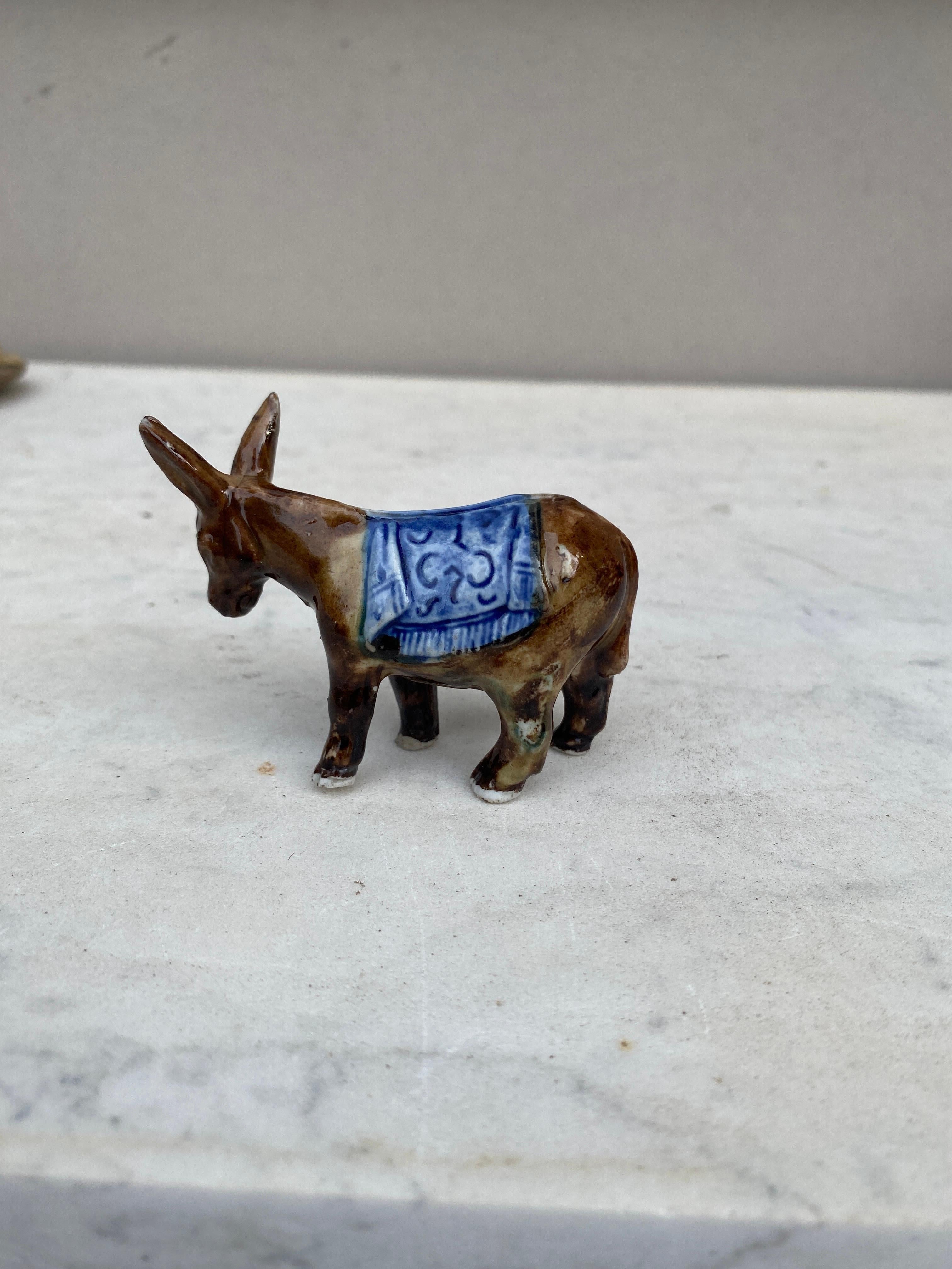 French Majolica Money or Coin Bank Donkey Circa 1900