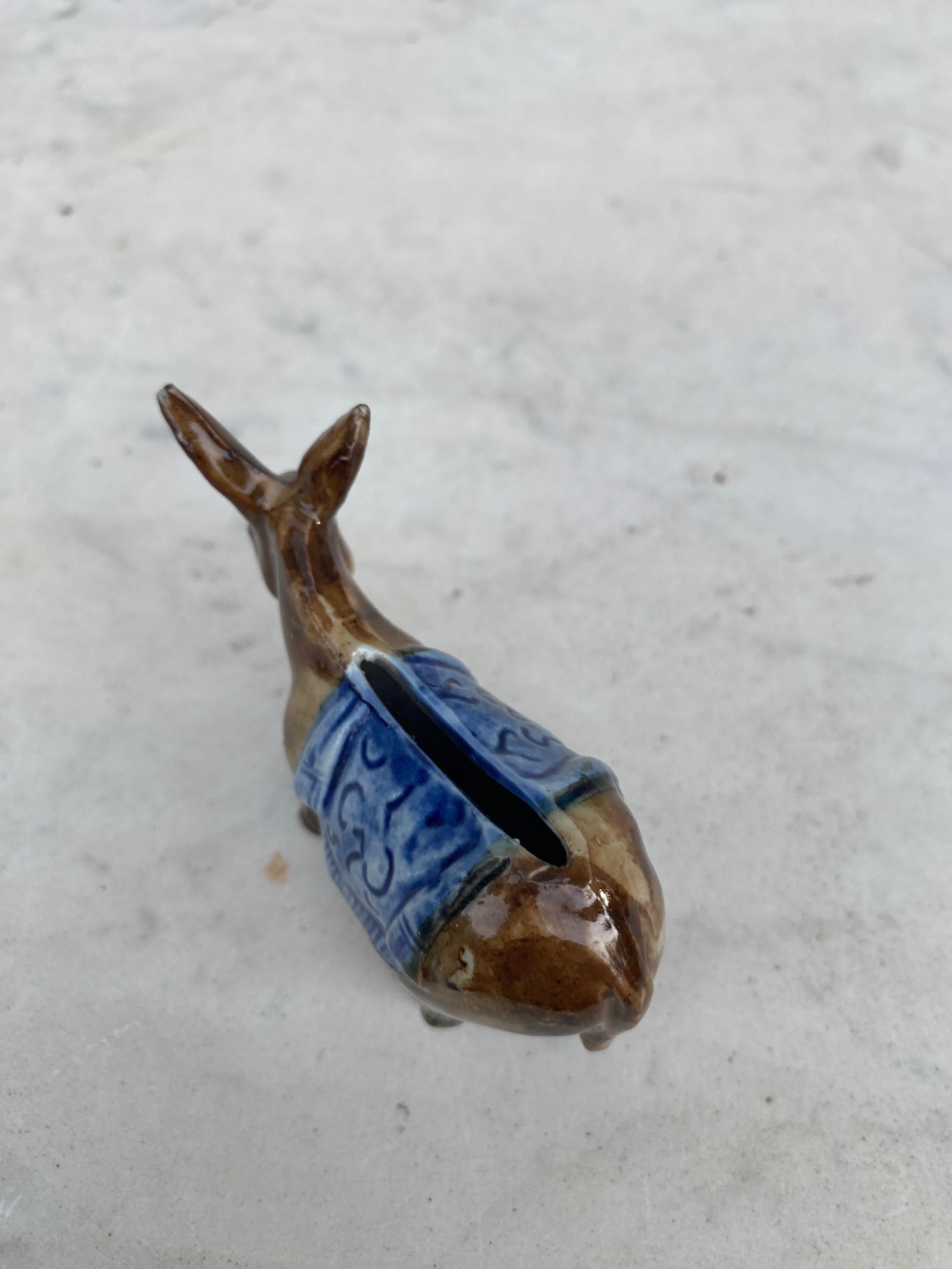 Early 20th Century Majolica Money or Coin Bank Donkey Circa 1900