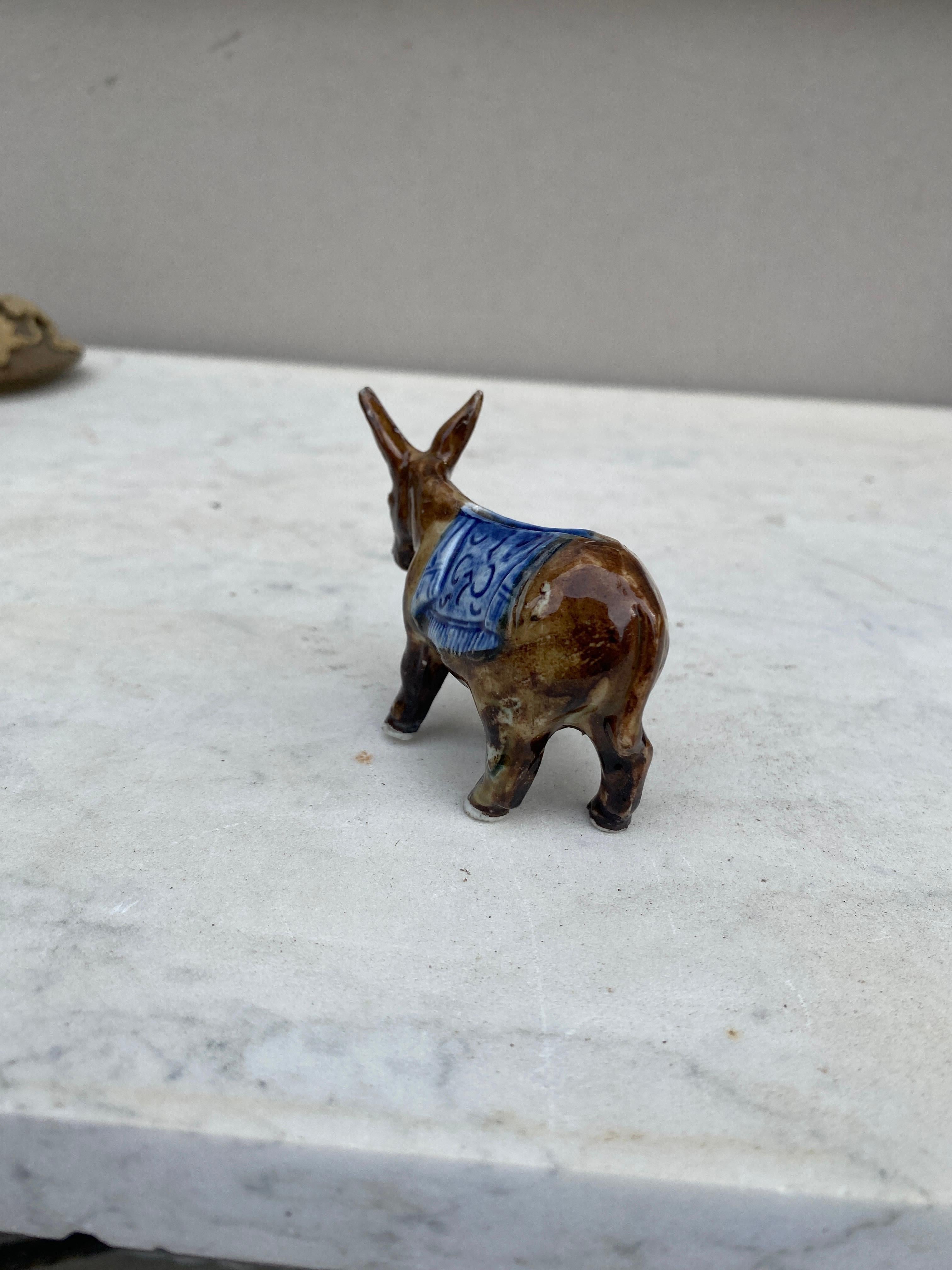 Ceramic Majolica Money or Coin Bank Donkey Circa 1900