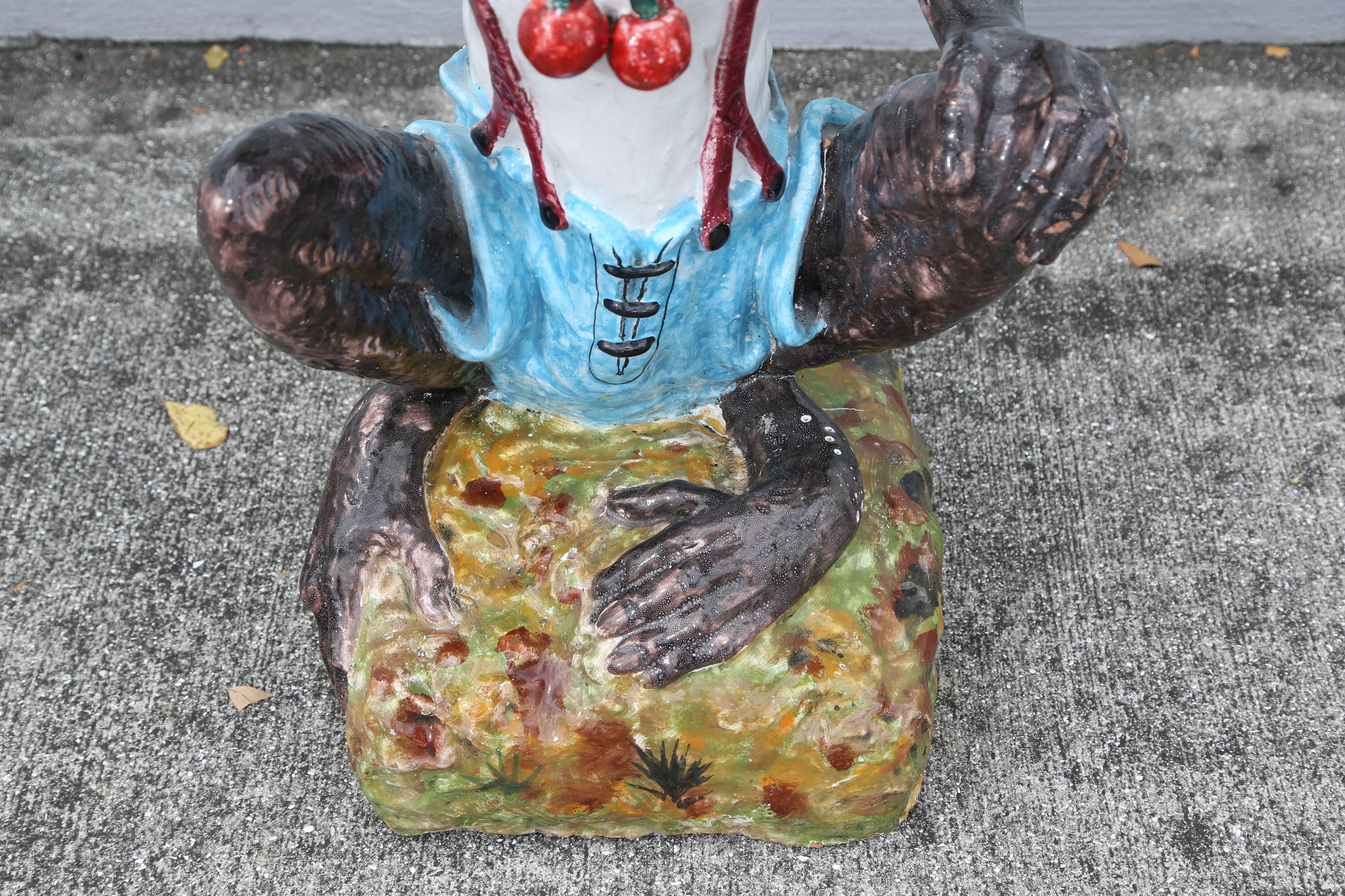 20th Century Majolica Monkey Fountain