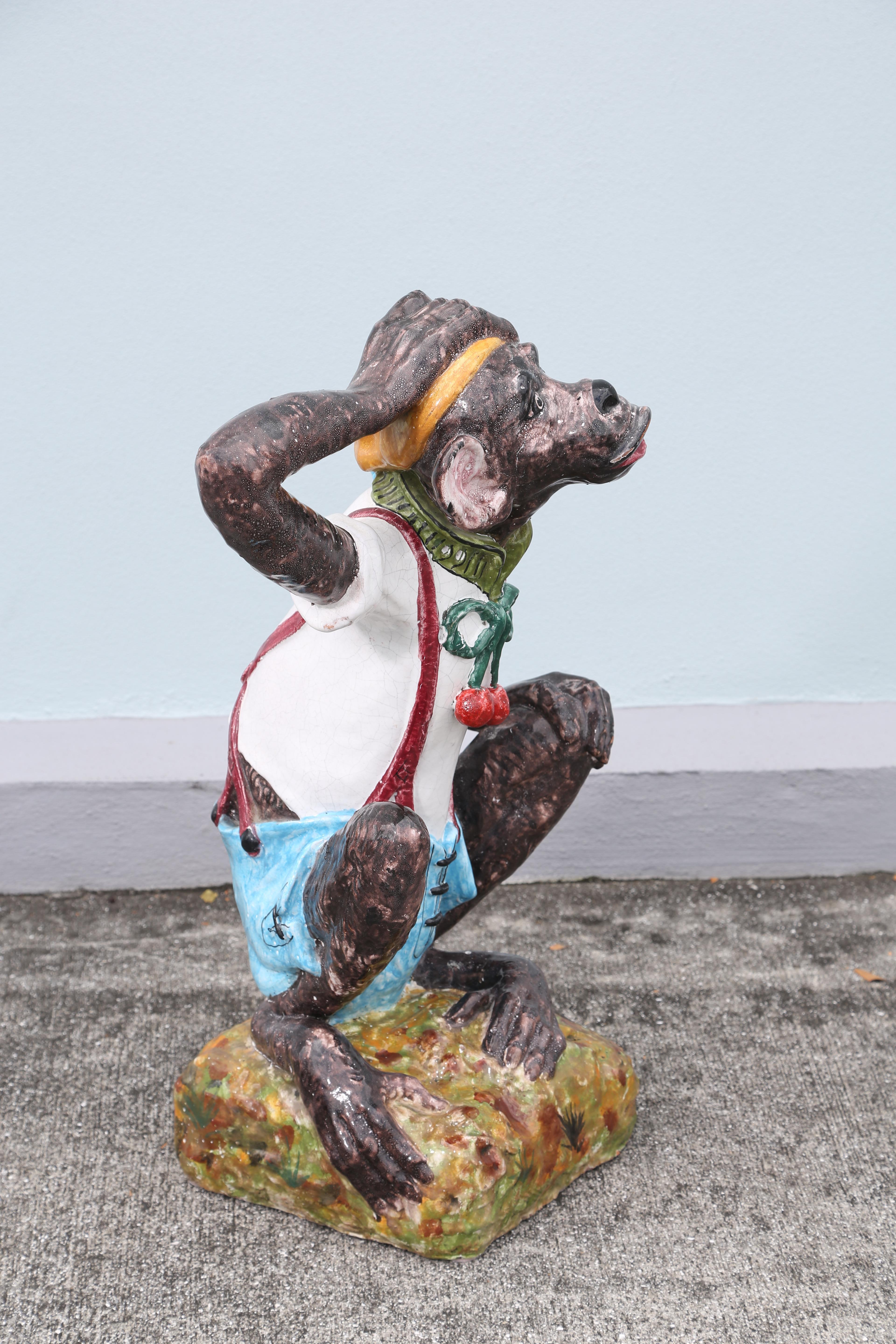 Majolica Monkey Fountain 2