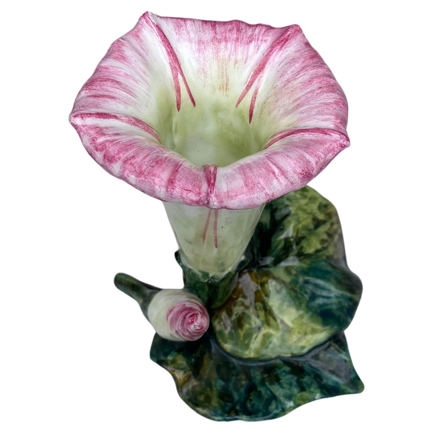 Jarrón de mayólica Morning Glory Jerome Massier, hacia 1900 Art Nouveau en venta