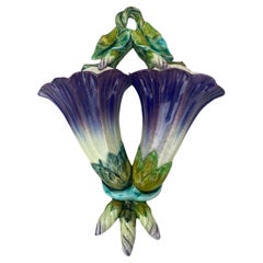 Majolica Morning Glory Wall Pocket Delphin Massier, circa 1880