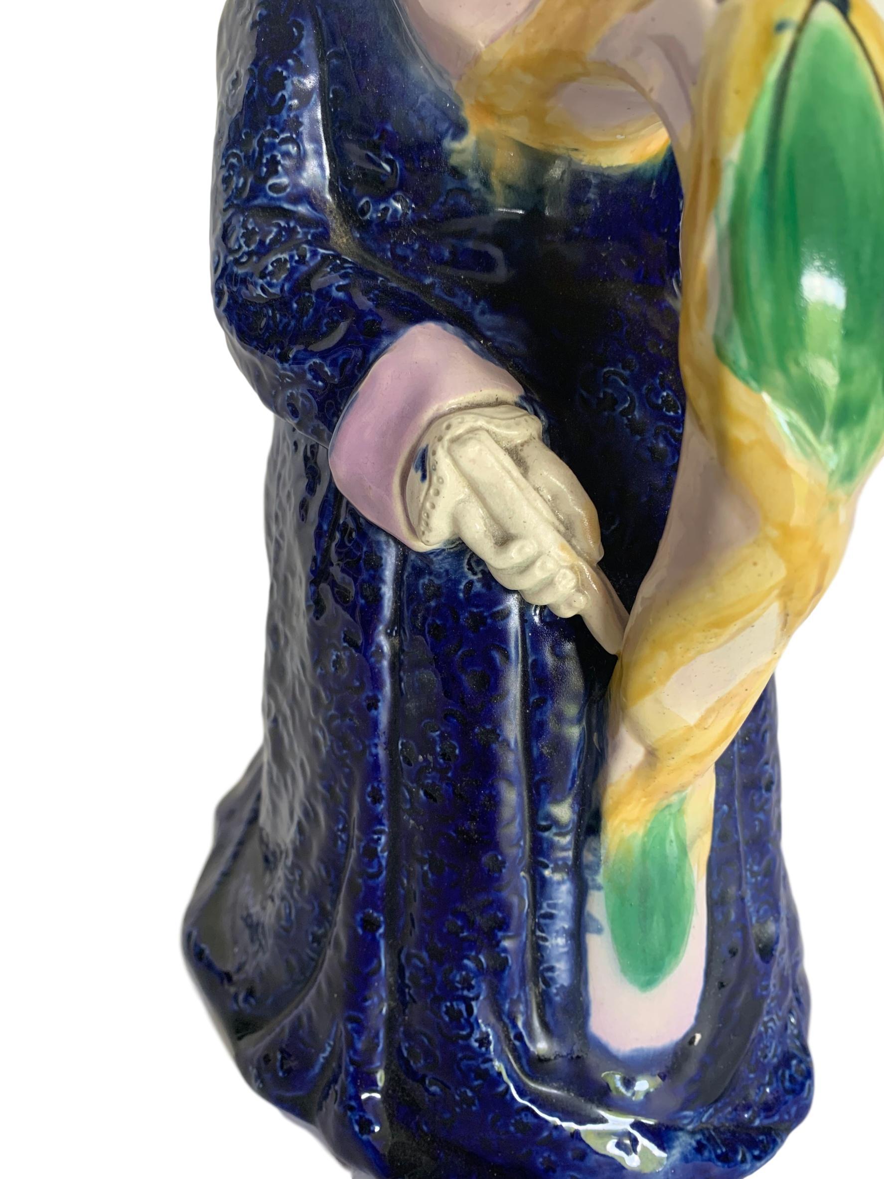 Majolica Mr. Pickwick Large Pitcher, England, circa 1885 In Good Condition For Sale In Banner Elk, NC