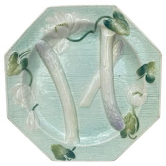 Majolica Octogonal Water Lily Asparagus Plate Saint Clement