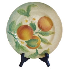 Majolica Oranges Plate by Keller & Guerin Saint Clement, France 1900s