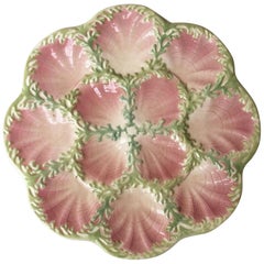 Majolica Oyster Plate Keller & Guerin Saint Clement, circa 1890