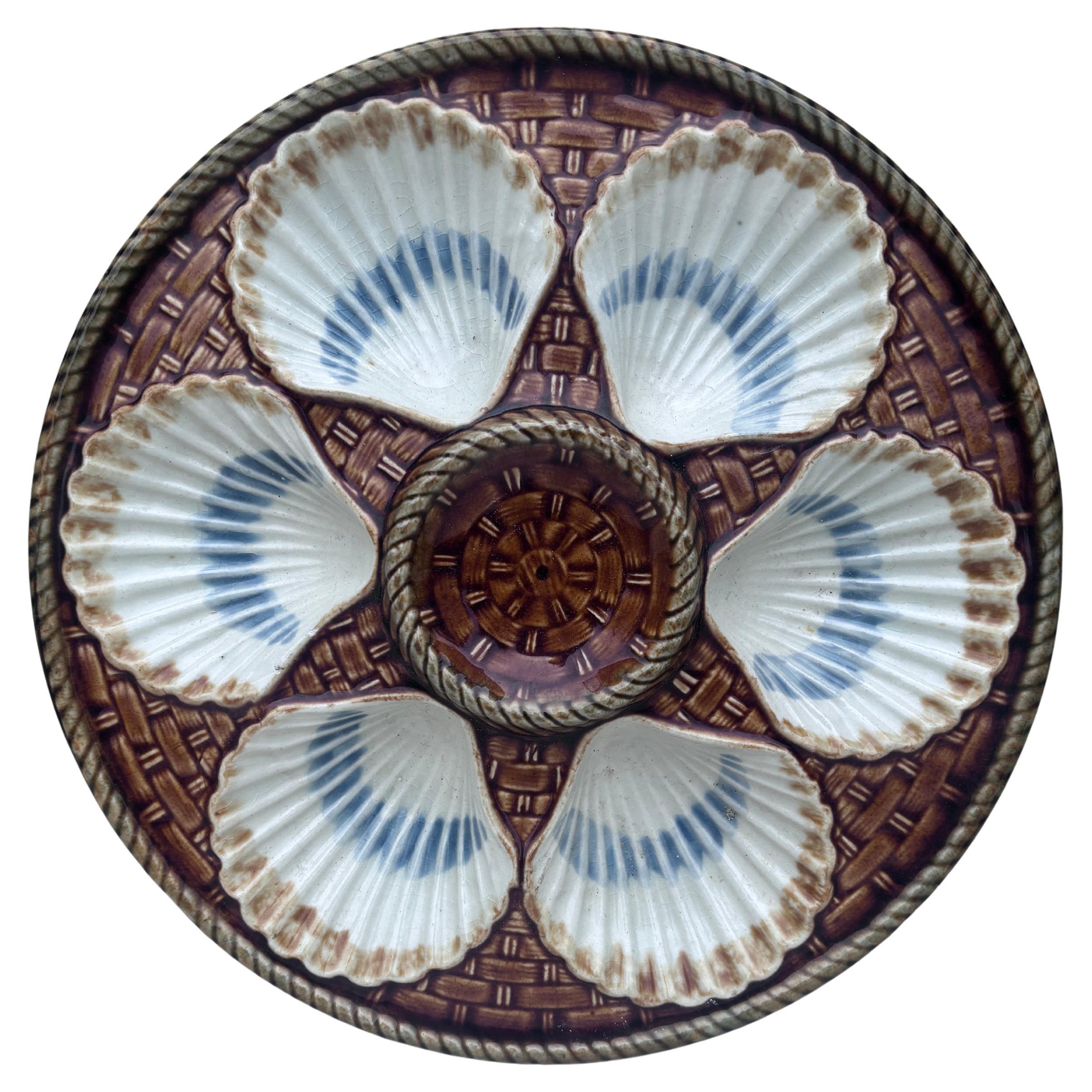 Majolica Oyster Plate Longchamp Circa 1890