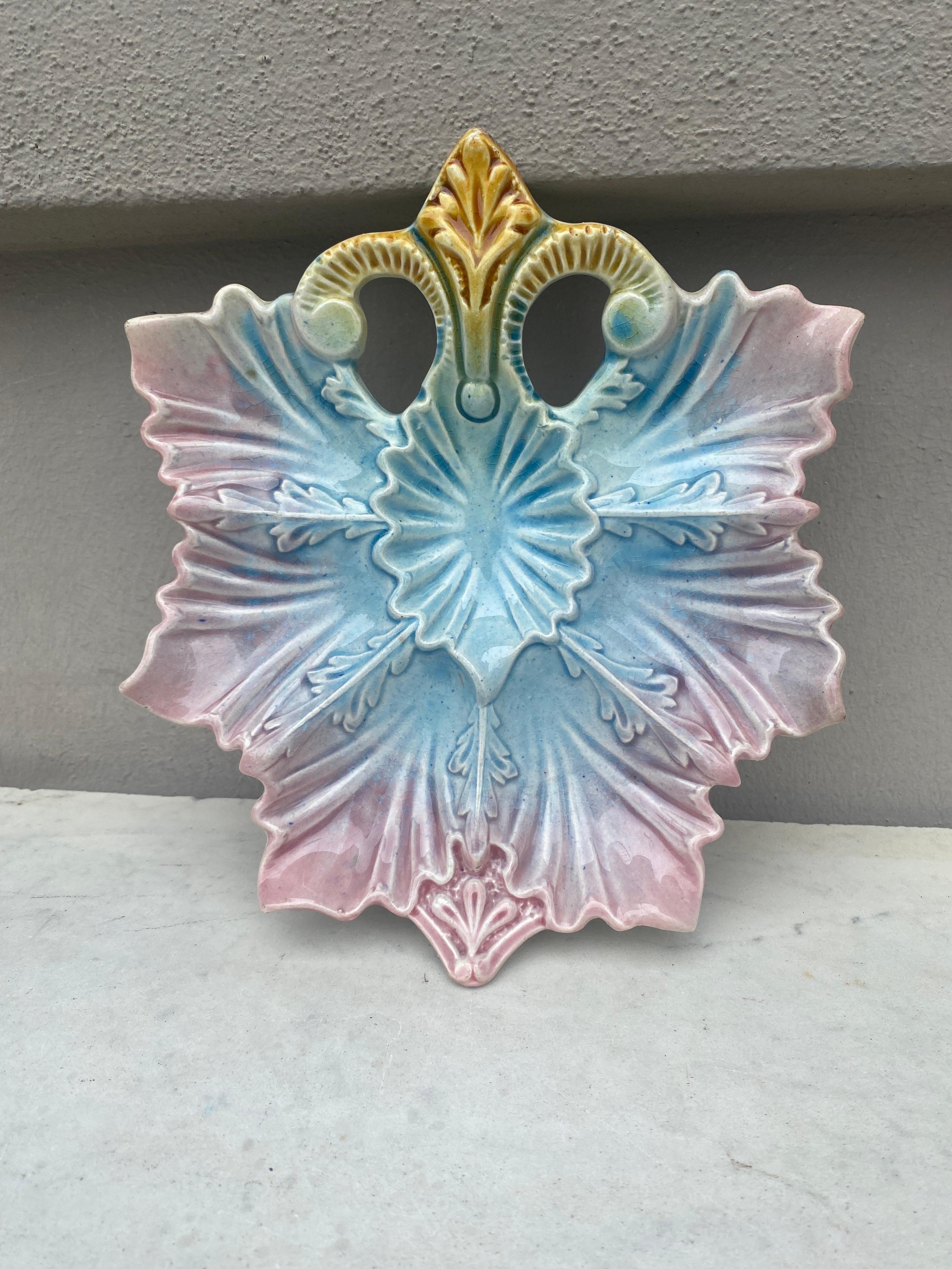 Mid-20th Century Majolica Oyster Plate Longchamp, circa 1930