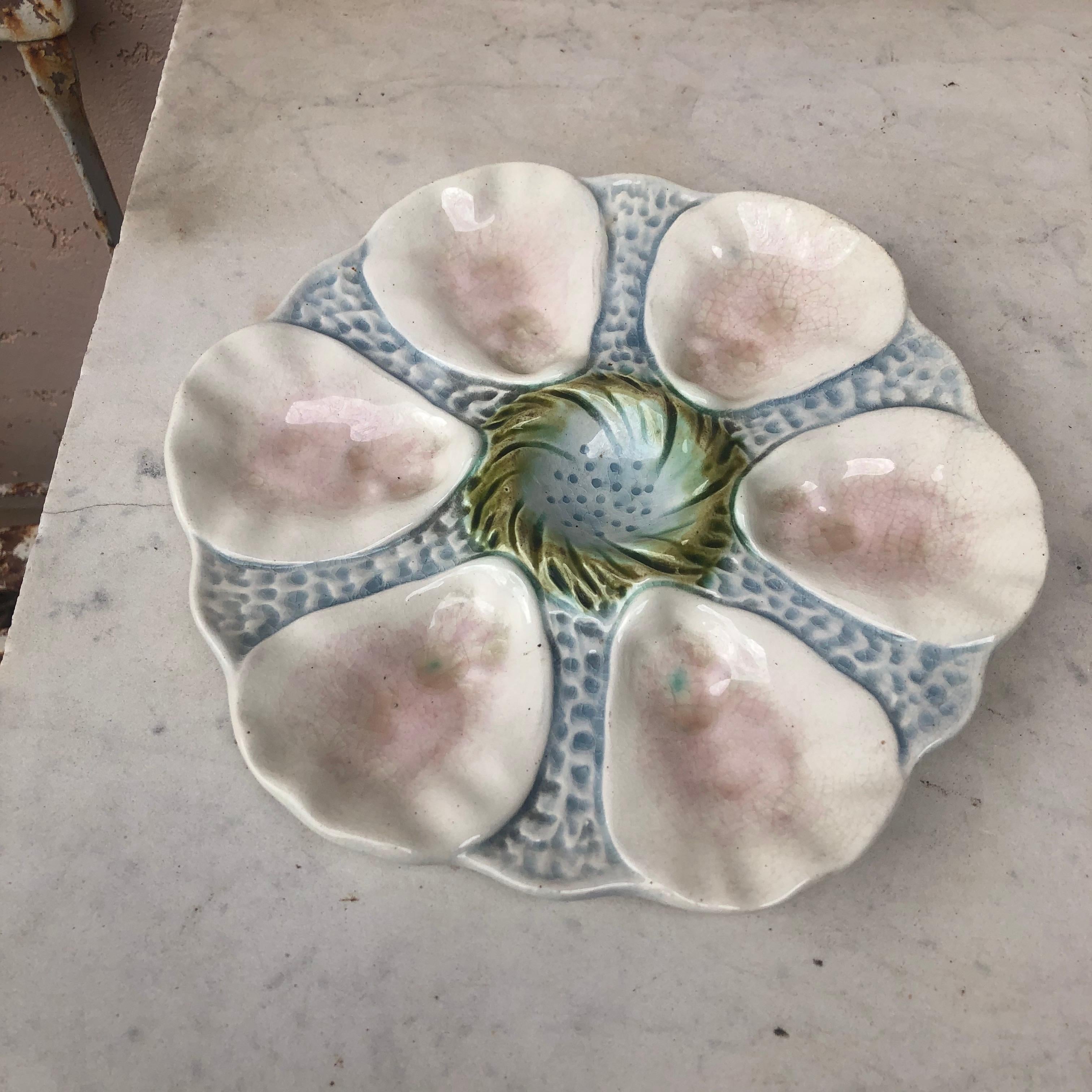 French Provincial Majolica Oyster Plate Orchies, circa 1900