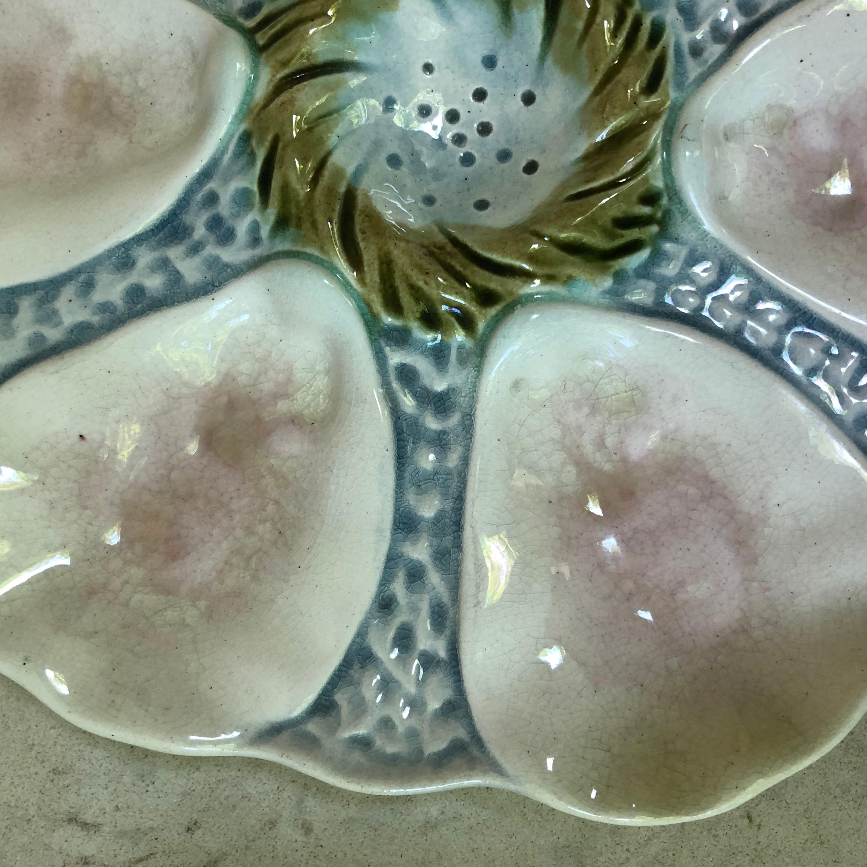 French Provincial Majolica Oyster Plate Orchies, circa 1900