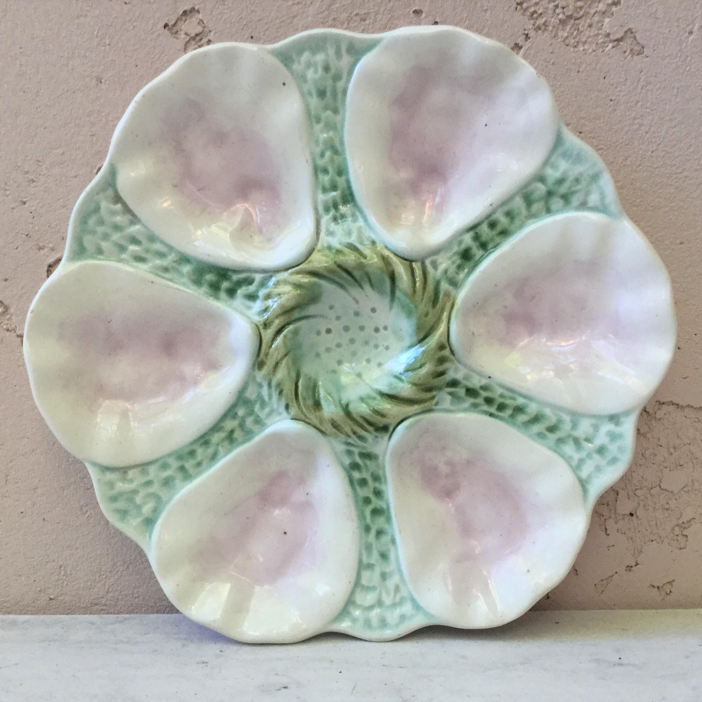 French Provincial Majolica Oyster Plate Orchies, circa 1900