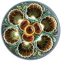Majolica Oyster Plate, Röstrand, circa 1880