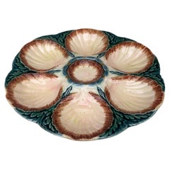 Piatto da ostriche in maiolica Sarreguemines, 1870 circa