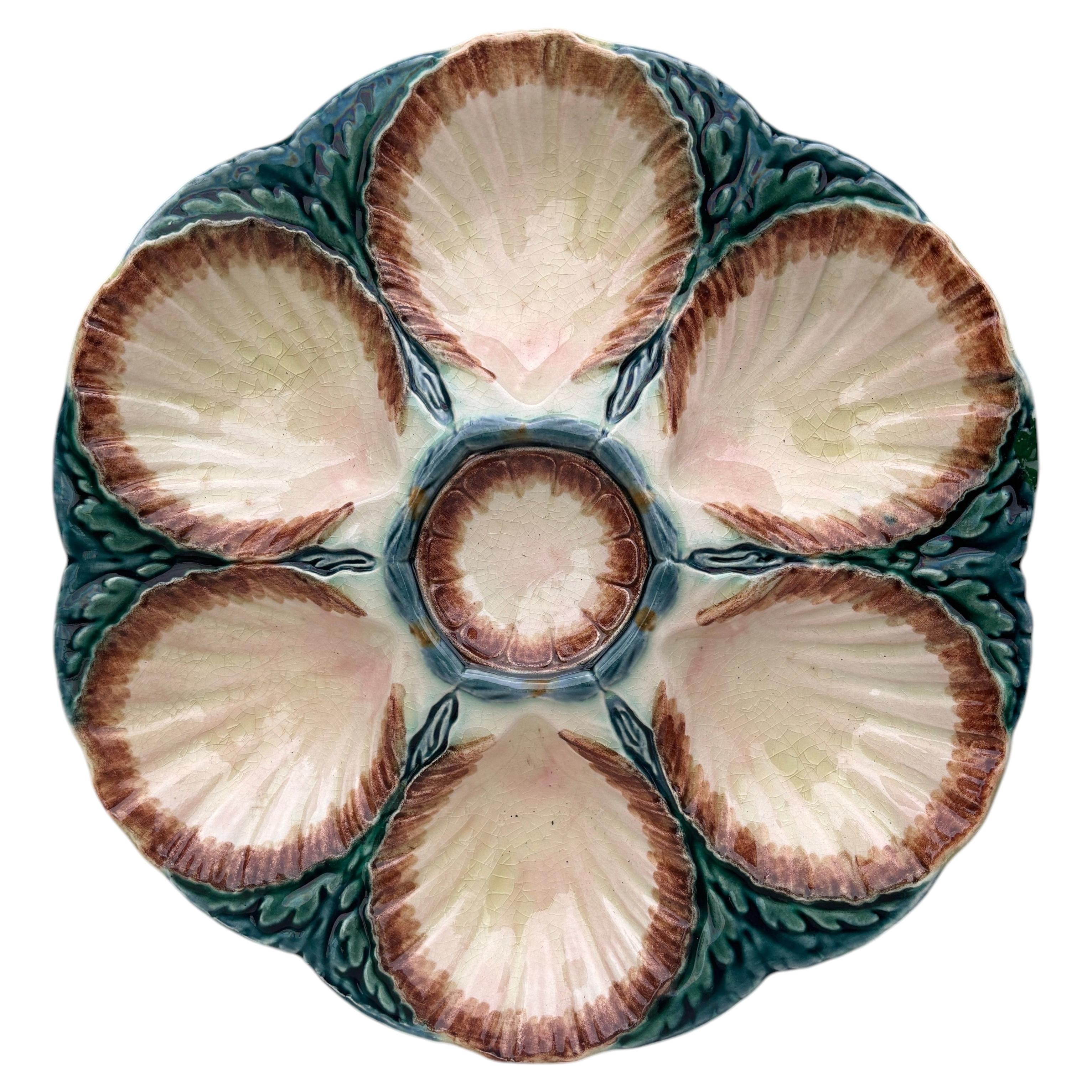 Majolica Oyster Plate Sarreguemines, circa 1870