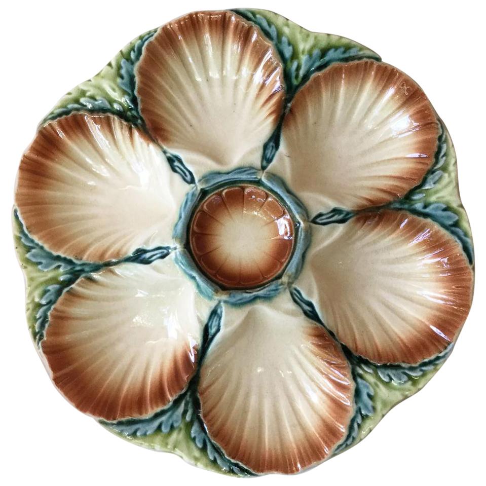 Majolica Oyster Plate Sarreguemines, circa 1890