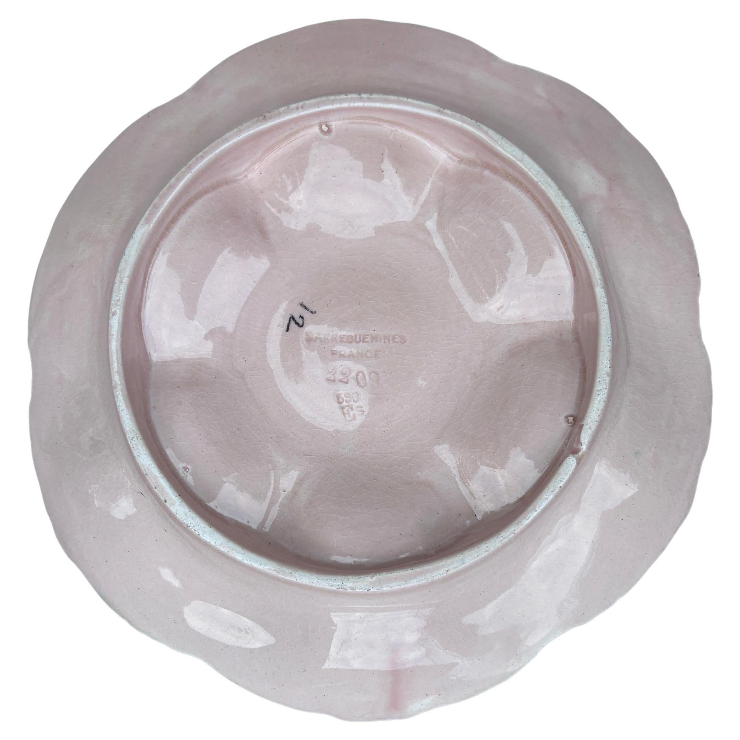 French Majolica Oyster Plate Sarreguemines, circa 1920 For Sale