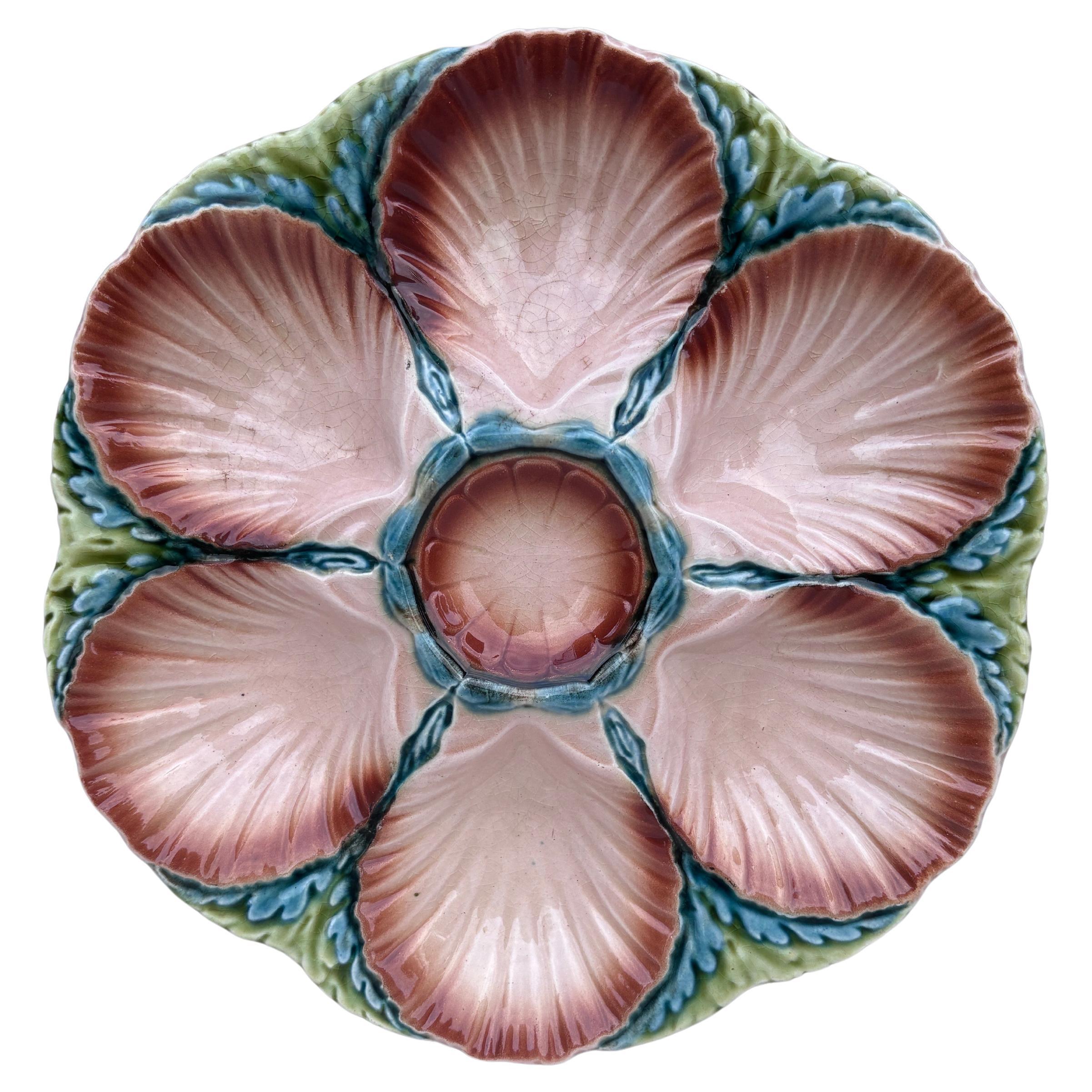 Majolica Oyster Plate Sarreguemines, circa 1920