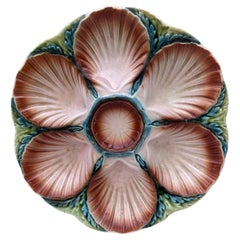Piatto da ostriche in maiolica Sarreguemines, 1920 circa