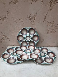 Majolica Oyster Plate Sarreguemines, circa 1930