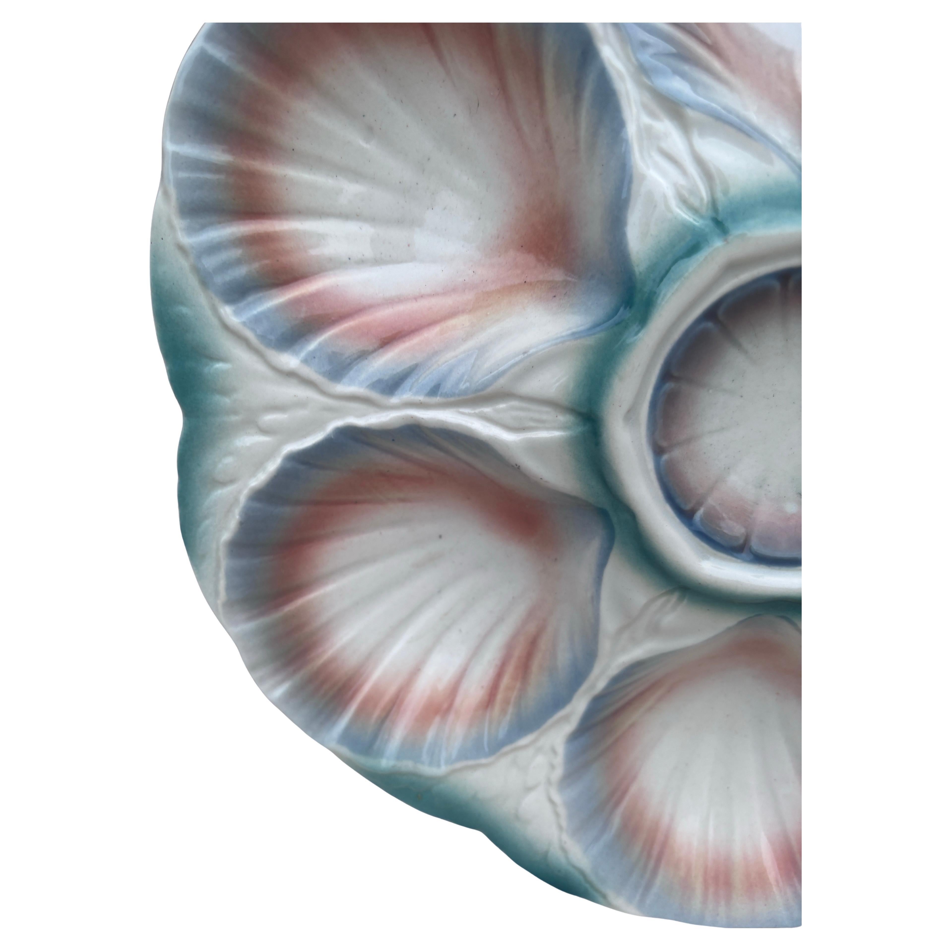 Majolica Oyster Plate Sarreguemines, circa 1930 Art Decó en venta