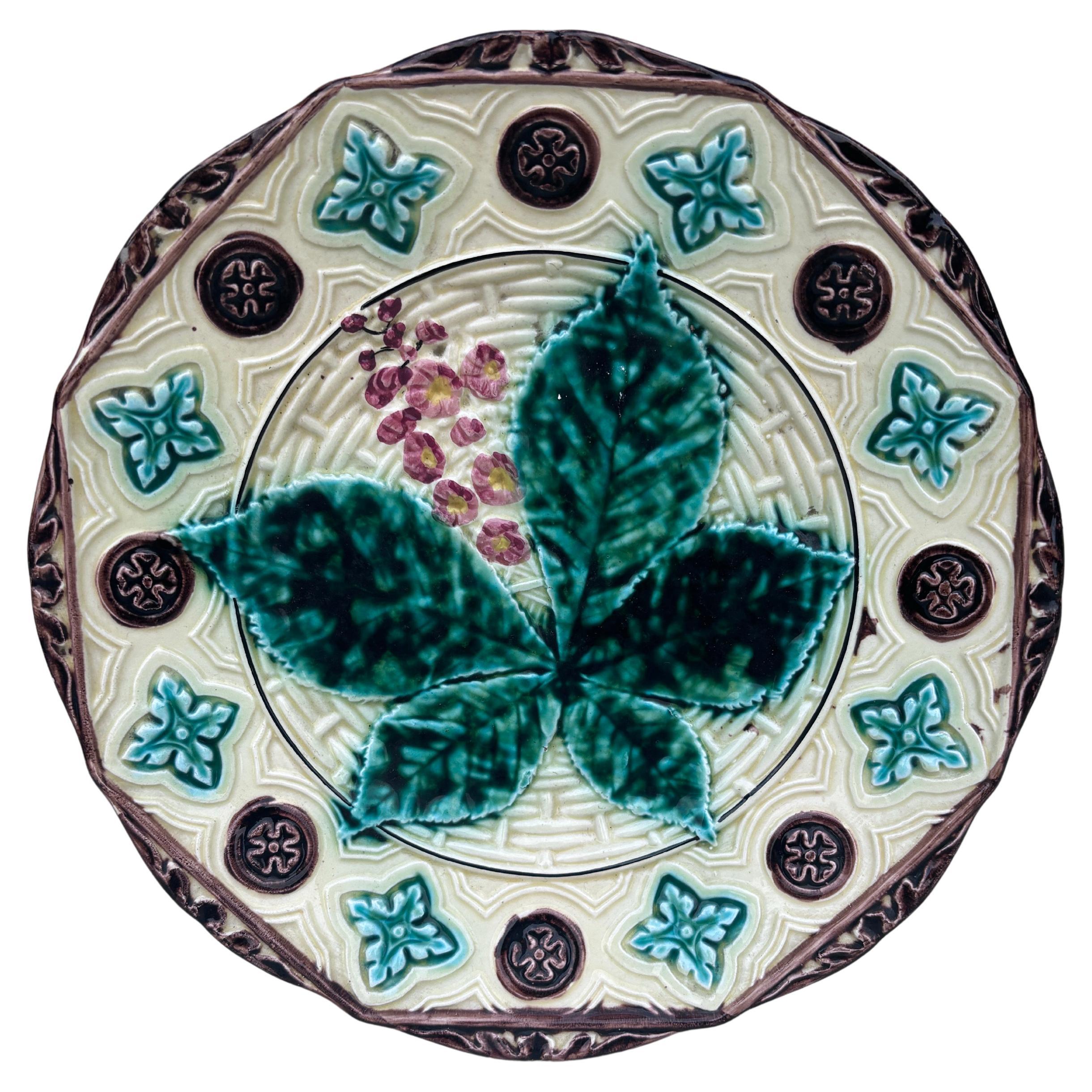 French Majolica Oyster Plate Sarreguemines, circa 1930 For Sale