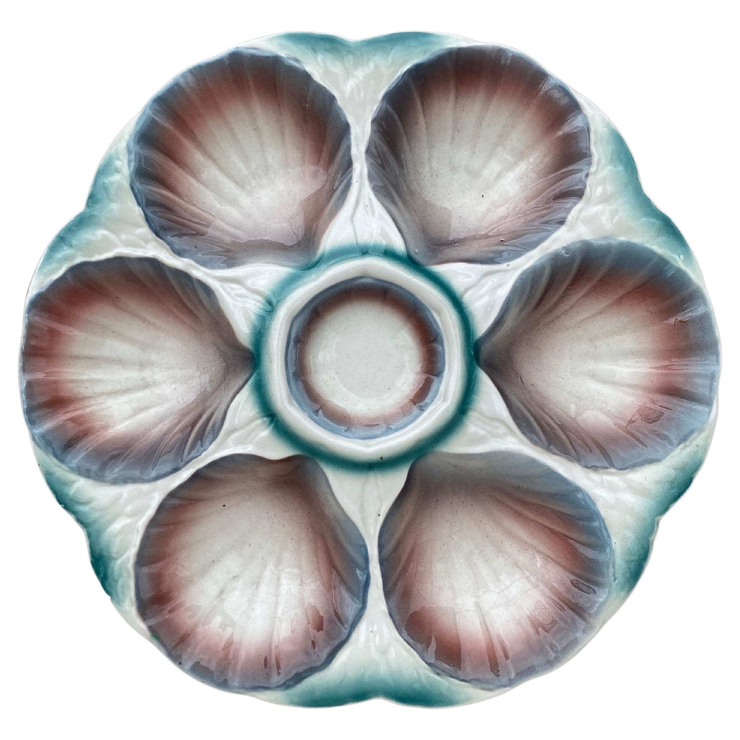 Majolica Oyster Plate Sarreguemines, circa 1930