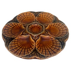 Majolica Oyster Plate Sarreguemines Circa 1950