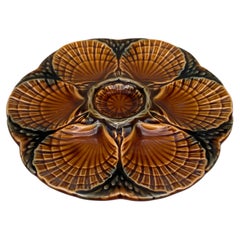 Majolica Oyster Plate Sarreguemines Circa 1950