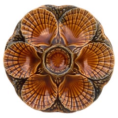 Majolica Oyster Plate Sarreguemines Circa 1950