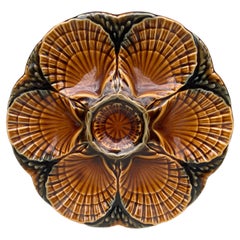 Majolica Oyster Plate Sarreguemines Circa 1950
