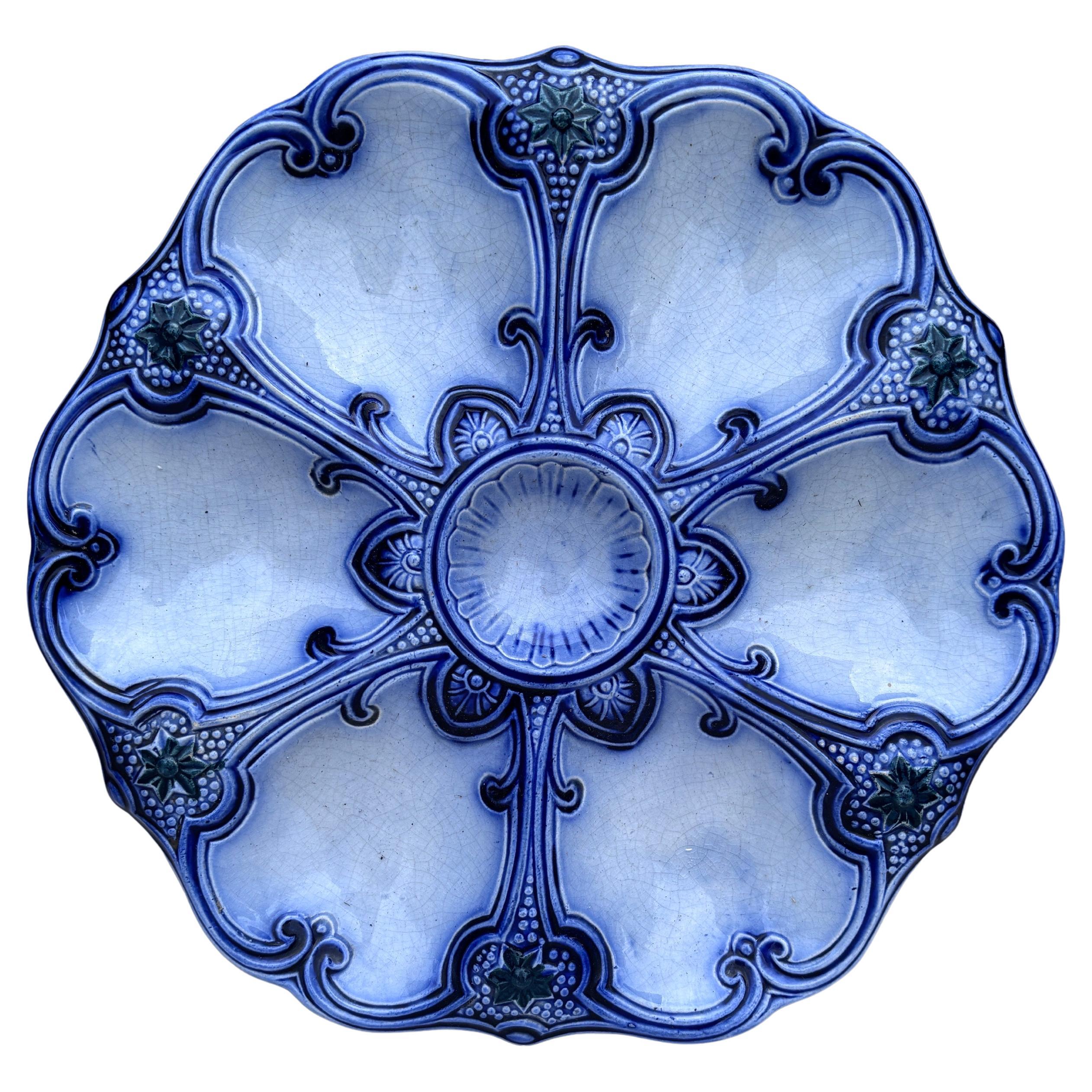 Francese Piatto da ostrica in maiolica Digoin & Sarreguemines, 1920 ca. in vendita
