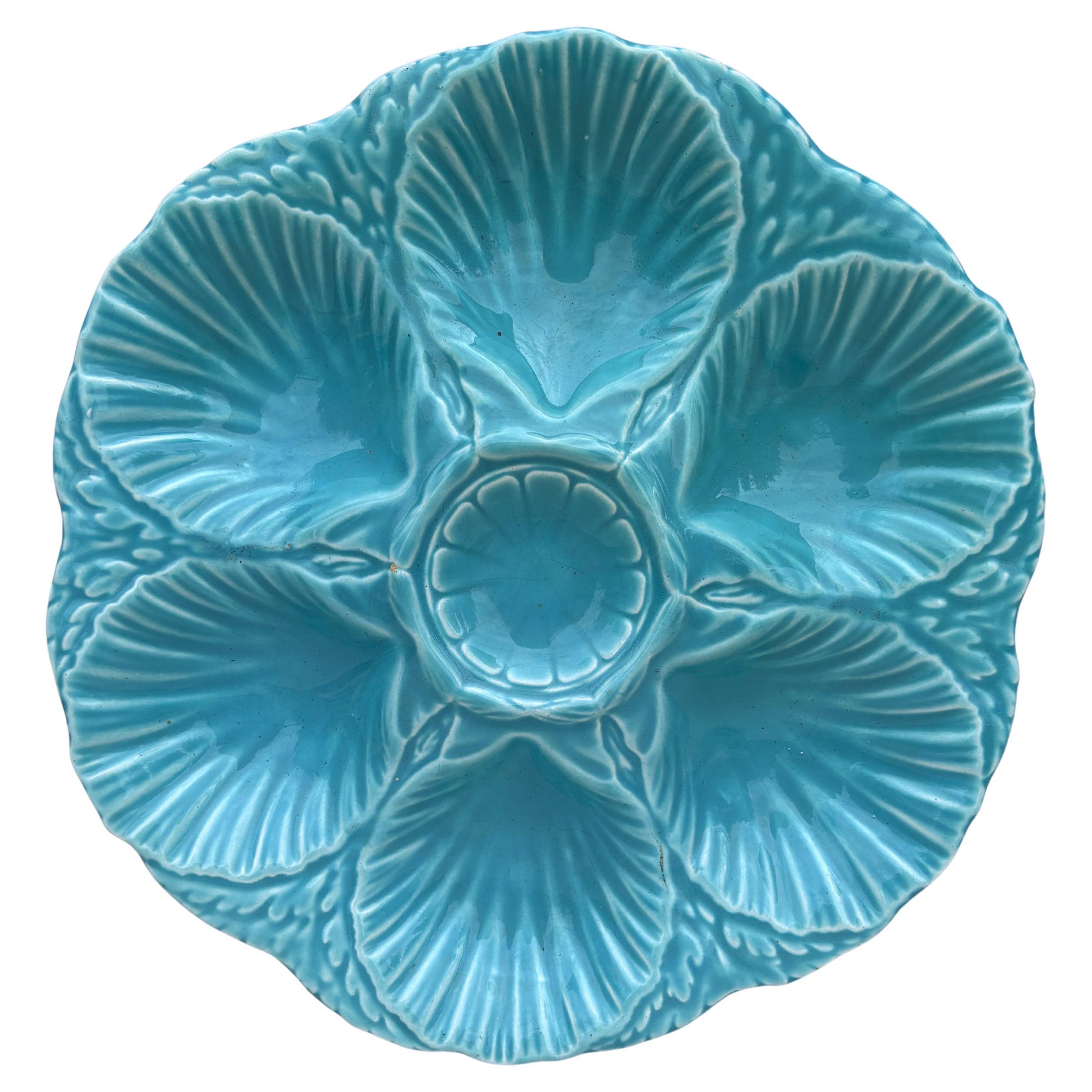 Piatto da ostrica in maiolica Digoin & Sarreguemines, 1920 ca. In condizioni buone in vendita a Austin, TX