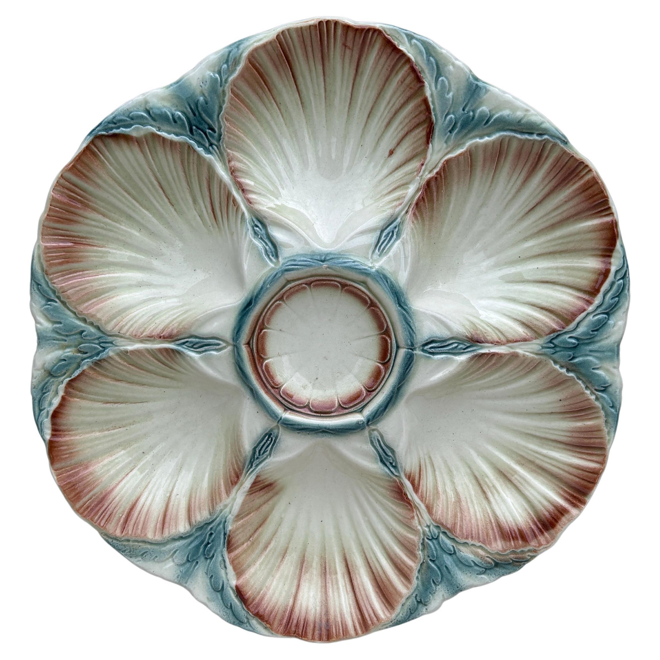 Majolica Oyster Plate Sarreguemines Digoin, circa 1920