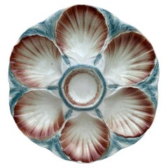 Piatto da ostrica in maiolica Digoin & Sarreguemines, 1920 ca.