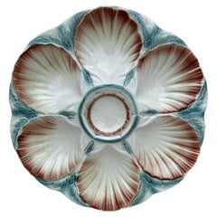 Majolica Oyster Plate Sarreguemines Digoin, circa 1920