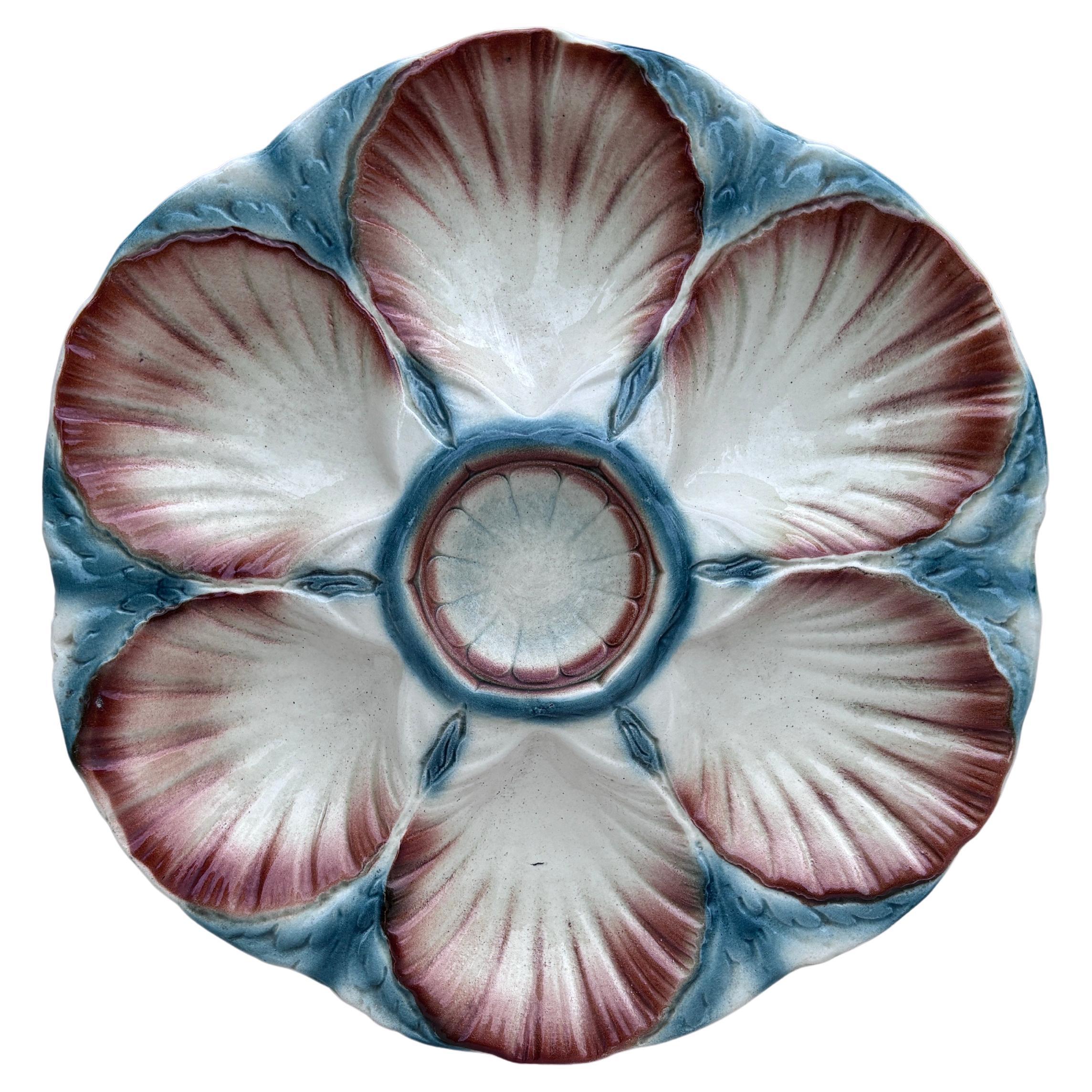 Piatto da ostrica in maiolica Digoin & Sarreguemines, 1920 ca. in vendita