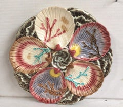Majolica Oyster Plate Wedgwood with Seaweeds, circa 1880