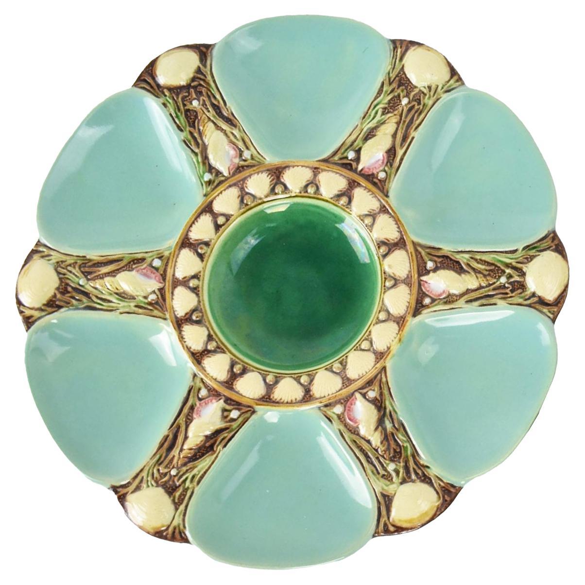 Majolica Oyster Plates by Minton, 1876 For Sale at 1stDibs