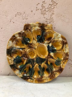 Majolica Oyster Platter Aetgina Vallauris circa 1950