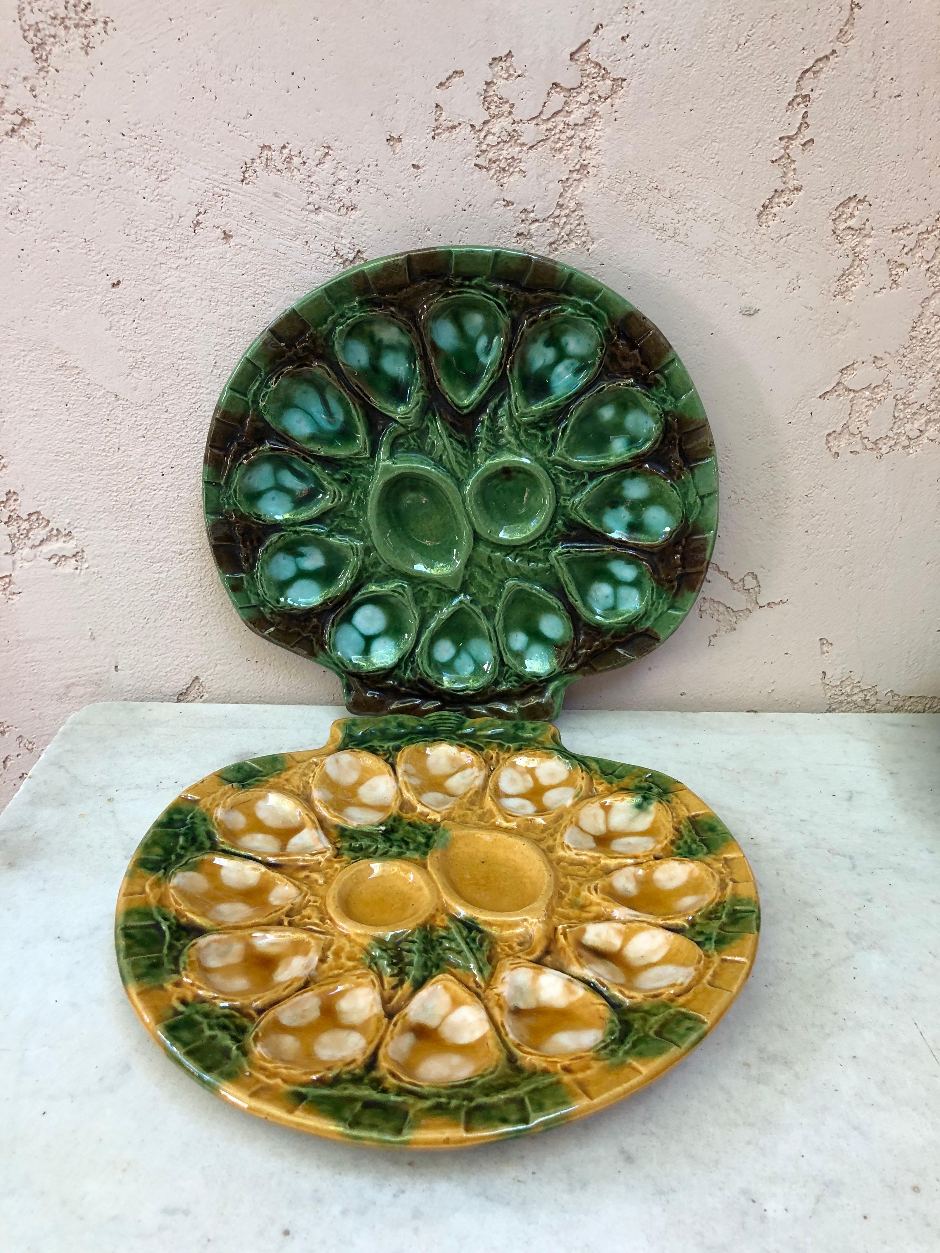 Mid-20th Century Majolica Oyster Platter Aetgina Vallauris Circa 1950 For Sale