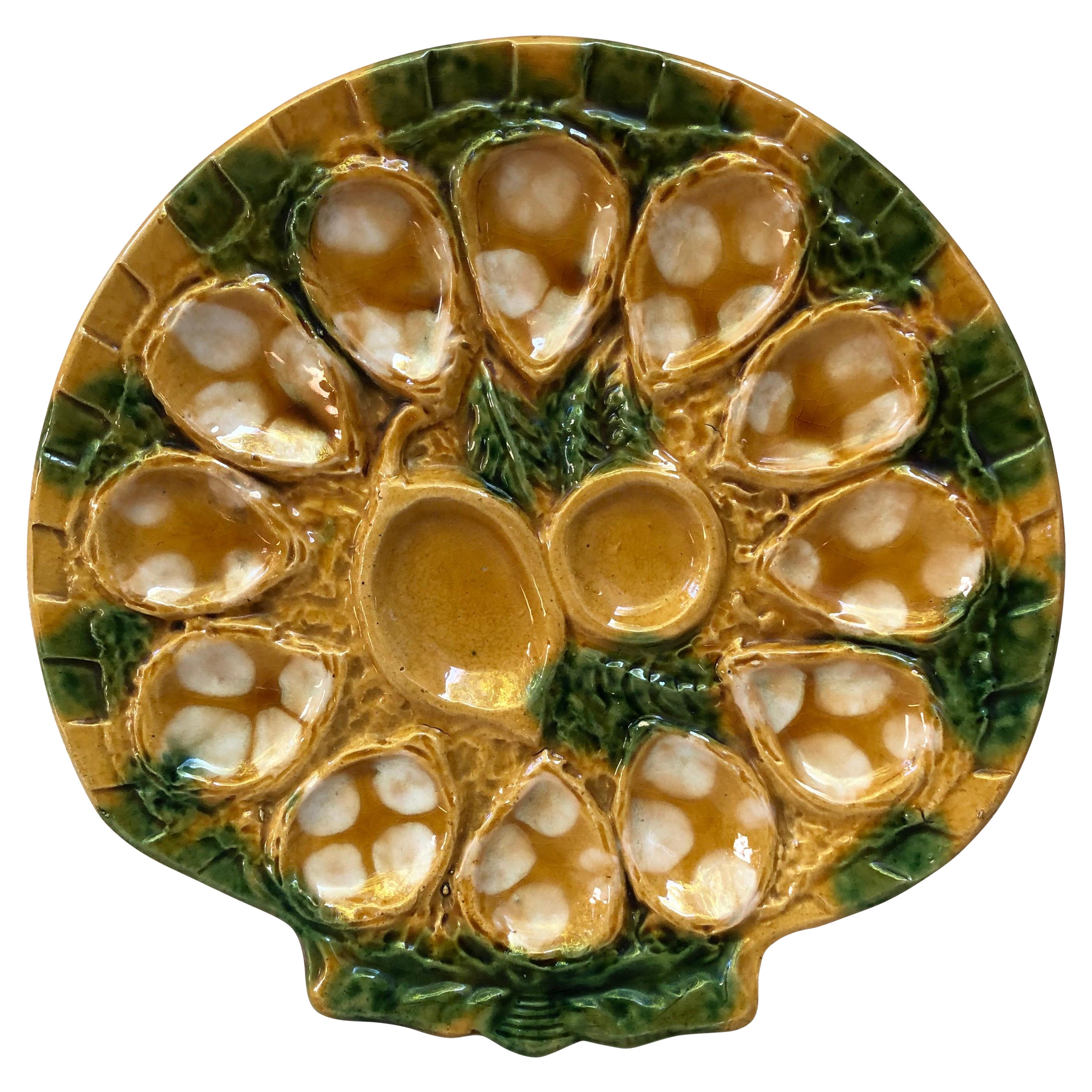 Majolica Oyster Platter Aetgina Vallauris Circa 1950