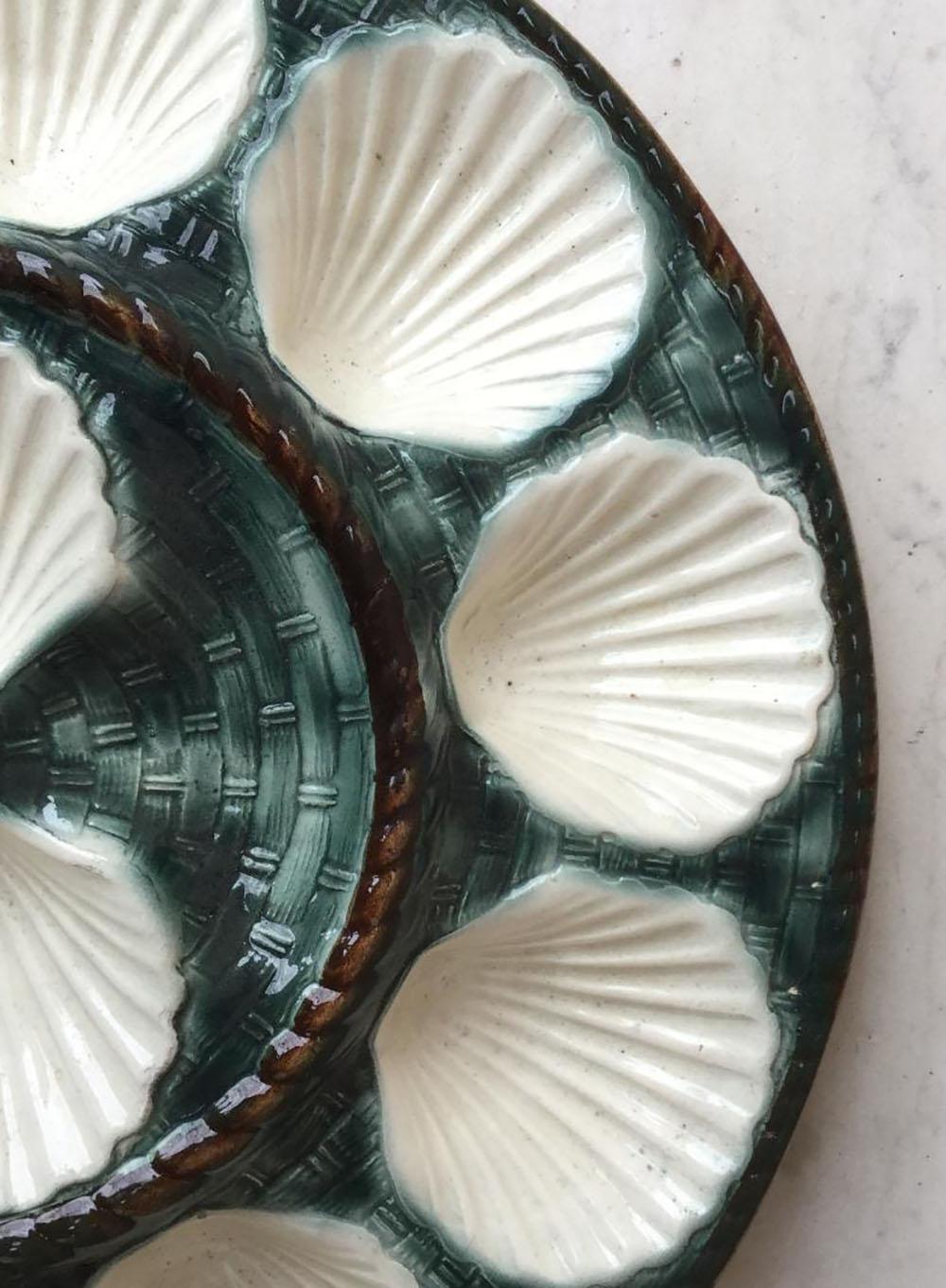 French Provincial Majolica Oyster Platter Longchamp, circa 1890