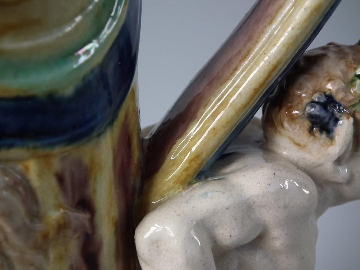 Majolica Palissy Aguamanil Hombre Barbudo en venta 3