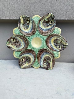 Majolica Palissy Fish Heads Oyster Plate Thomas Sergent, circa 1880