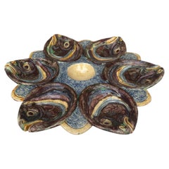 Majolica Palissy Fish Heads Oyster Plate Thomas Sergent, circa 1880