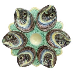 Majolica Palissy Fish Heads Oyster Plate Thomas Sergent, circa 1880
